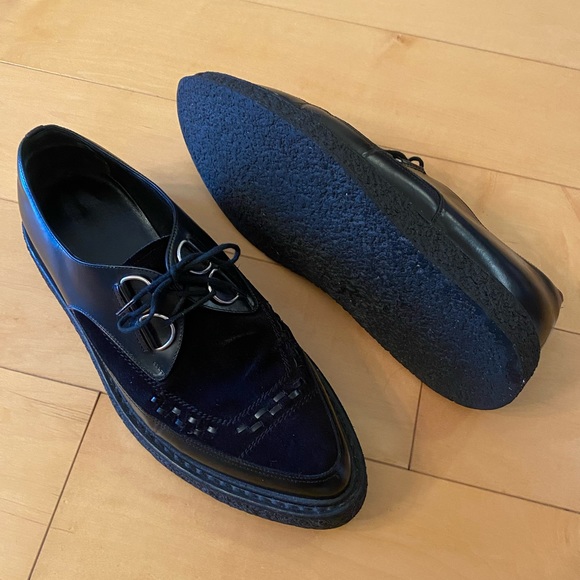 Saint Laurent Hedi Slimane Creeper Derby Black Leather Suede Shoes - Picture 2 of 4